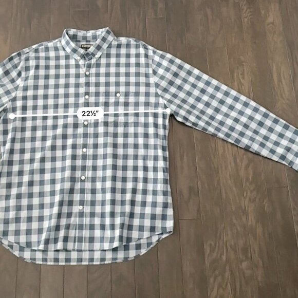 Express Blue Check XXL Shirt  NWT  100% Cotton - Picture 11 of 13